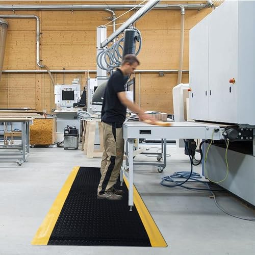 Nisorpa Anti Fatigue Mats Industrial 3' x 5' Ergonomic Standing Mat 15/16" Extra Thick Heavy Duty Commercial Diamond Plate Support Shop Floor Mats for Leg & Back Pain