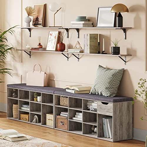 DINZI LVJ Long Wall Shelves, 39.4 Inch Wall Mounted Shelves with Brackets