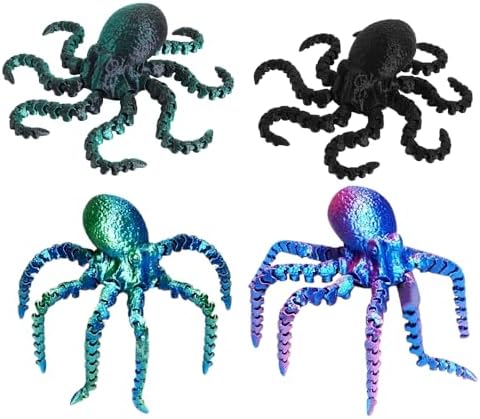 4pcs 3D Octopus Printed Animals Perfect Basket Stuffing with an Articulated Crystal Dragon Fidget, Goodie Bag Stuffers for Valentines Days Gift
