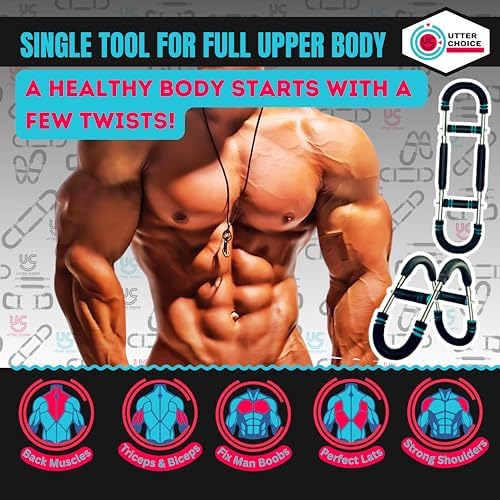 Gorilla Bar Twister Arm Trainer for Men, Adjustable Resistance Chest Exerciser, Portable Arm & Chest Workout Equipment with Anti-Slip Handles and Carry Bag