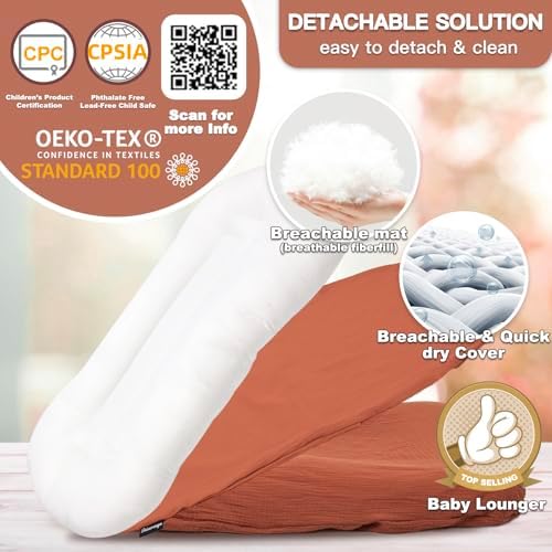 Baby Lounger Newborn 0-24 Months, Home and Travel Infant Cushion-Orange