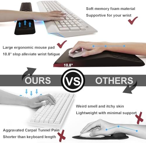 Ospelelf Keyboard Wrist Rest Ergonomic Mouse Pad with Wrist Rest, Arm Wrist Rest for Computer, Office and Gaming,Black