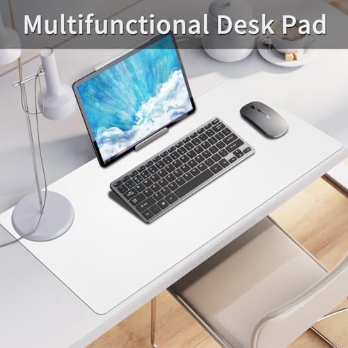 Bloss White Desk Mat, Mouse Pad, Waterproof Leather Desk Pad, Desk Matt for Desktop, Non-Slip Ccomputer Desk Protecor Mat for Office/Home/Decor(27.6 x 13.8 Inches)