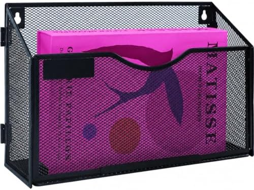 1 Pocket Mesh Wall File Holder Organizer Office Hanging File Folder Magazine Rack (Black)