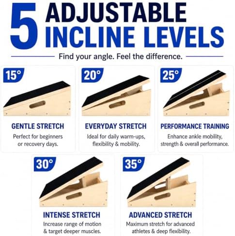 MUCITAGF Wooden Slant Board for Calf Stretching, Calf Stretch Board