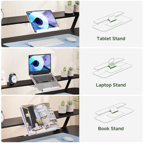 GTPLAYER Electric Standing Desk with Drawers, 48 x 24 Inches Height Adjustable Computer Desk with Monitor Stand, Laptop Stand, Sit Stand up Desk with Memory Preset for Home, Office, Black