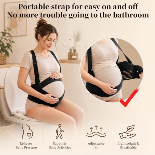 Pregnancy Belly Band, Pregnancy Support Belt, Black, X-Large
