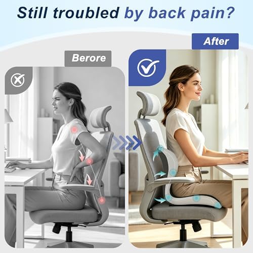 Seat Cushion for Office Chair and Car, Ergonomic Memory Foam Seat Cushion with Lumbar Support Pillow, Orthopedic Cushion for Sciatica & Back Pain, Dark Gray & Light Gray