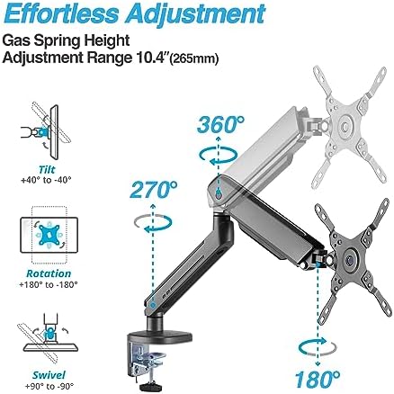 AVLT Single 27”-45” RGB Gaming Monitor Arm Desk Mount - Dark Gray