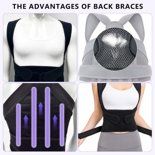 HZD Back Brace Posture Corrector for Women & Men, Adjustable Upper,Black-M