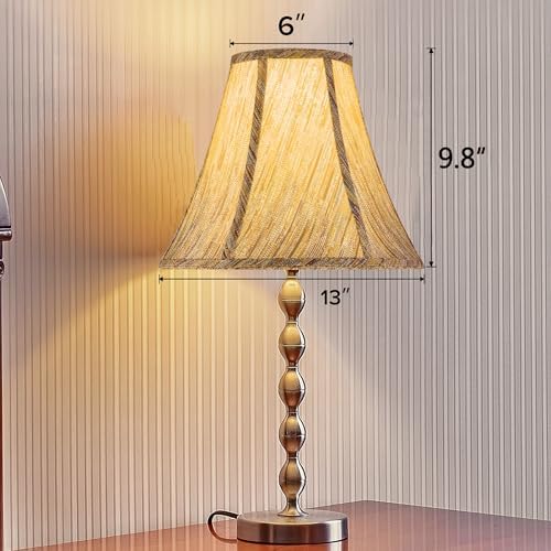 GO&SO Set of 2 Burgundy Vertical Stripe Fabric Bell Lamp Shades 6"x13"x9.8"