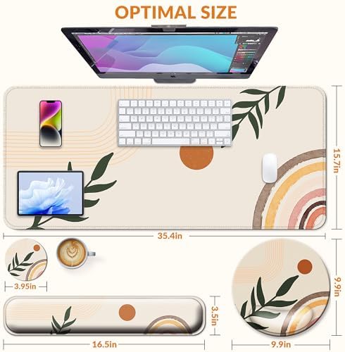 Desk Mat Set Keyboard and Mouse Pad with Wrist Rest Support