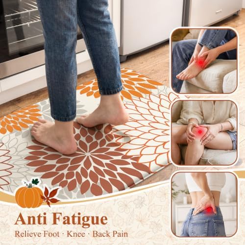KIMODE Kitchen Mats for Floor Cushioned Anti Fatigue 2PCS Fall Kitchen Rugs