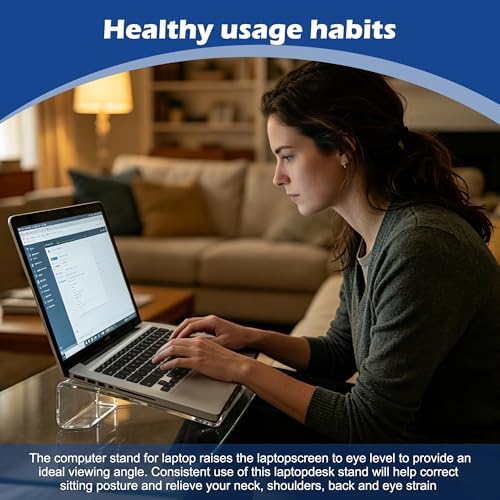 Slim Acrylic Laptop Stand, Portable Ventilated Desktop Riser for Desk, 11-17 Inch