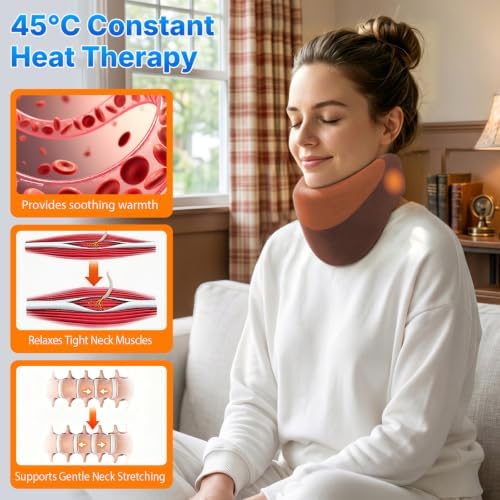 Yunari Cordless Neck Brace for Cervical Spine, Neck Posture Corrector with Intelligent Adjust and Hot Compress Function, Neck Support Brace for Men and Women
