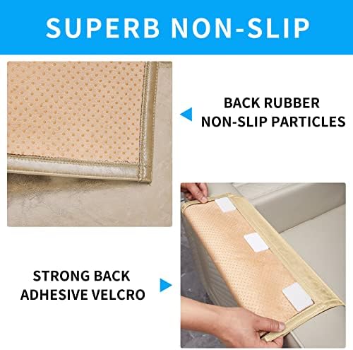 Non Slip Recliner Headrest Protector Washable Faux Leather Headrest Covers for Recliner Chair Waterproof Couch Head Rest Covers for Sofa,Furniture,Office Chair,Theater Seat (Beige)
