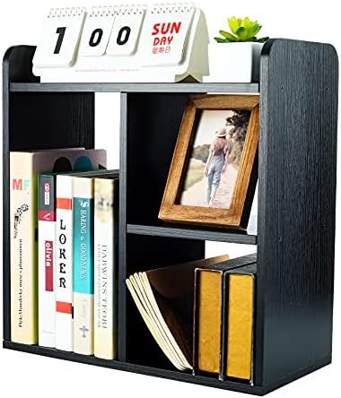 PAG-Mass Desktop Bookshelf Freestanding Wooden Countertop Bookcase Accessories Organizer Display Rack Dorm Desk Storage Shelf