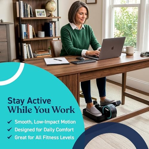 Cubii GO Under Desk Elliptical Bike, Portable Low Impact Leg Exerciser for Home and Office | Compact Exercise Machine with 10 Resistance Levels, LCD Display & App Tracking