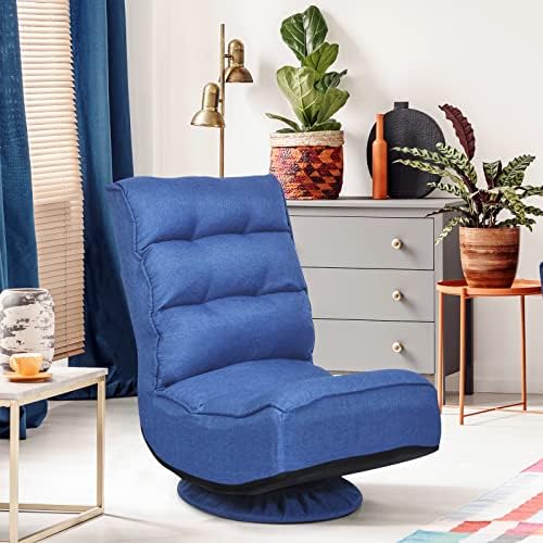 COSTWAY Folding Floor Chair, Adjustable 5-Position Swivel Gaming Chair
