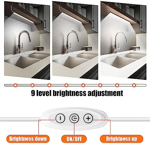GLVSAE Under Cabinet Lights, 12 Inch Plug in Under Cabinet Lighting, LED Closet Lights, 6000K Cool White Light, Ultra Thin Dimmable Light Bar, Suitable for Kitchen Desk Closet Workbench
