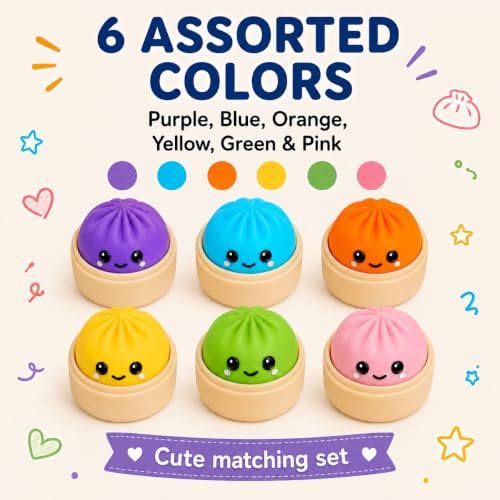 Dumpling Clicker Fidget Toy Set, 6PCS 3D Printed Clickers, Assorted Colors