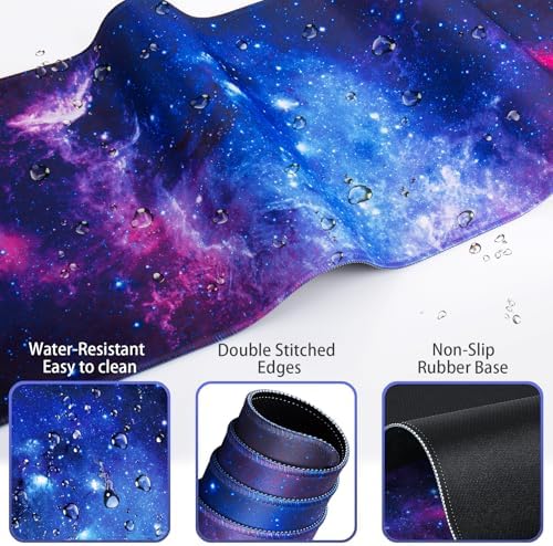Mouse Pad Galaxy with Wrist Rest, 4-in-1 Large Mousepad Keyboard