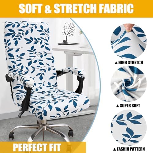 Smiry Office Computer Chair Cover with Armrest Covers, Teal and White
