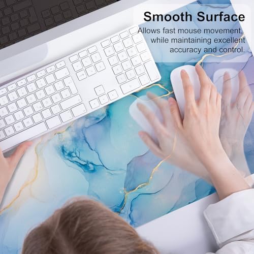 QIYI Leather Large Mouse Pad, Waterproof Desk Mat, 31.5" x 15.7", Fluid Art