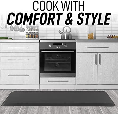 Zulay Home Large 24 x 70 Inch Anti Fatigue Floor Mat - 3/4 Inch Thick Cushioned Kitchen Mats For Standing - Comfortable Padded Floor Mats For Standing Work Desk - Memory Foam Kitchen Mat - Black