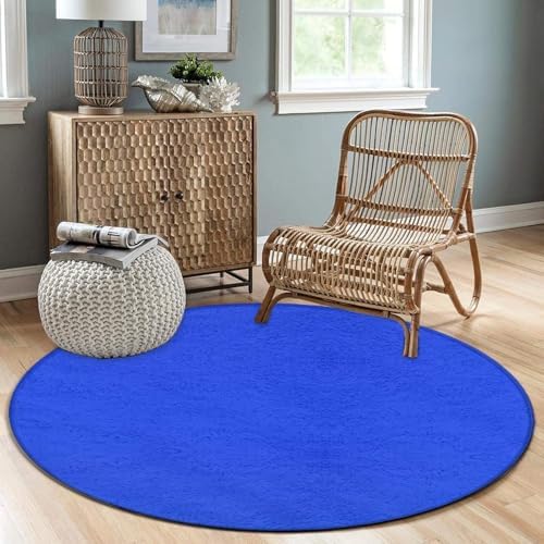 Home Decor Non Slip Kitchen Office Circle Rug, Machine Washable Modern Round Area Rug, Room Sofa Yoga Soft Round Carpet Klein Blue, 24inch