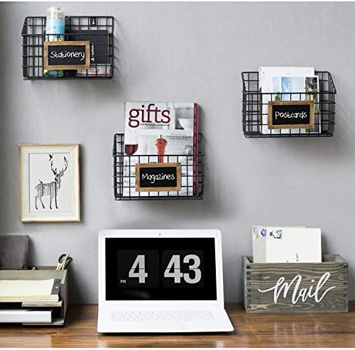 MyGift Vintage Gray Wood Mail Holder, Desktop Letter Organizer Bin