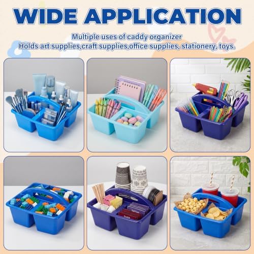 Kathfly 4 Pack Classroom Caddy Organizer with Handle Bulk, Blue