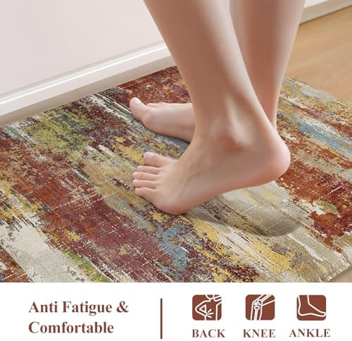 Collive Abstract Kitchen Rugs Sets of 2 Kitchen Mats Cushioned Anti Fatigue