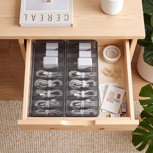 Tatuo Cord Organizer for Drawer Desktop, Gray, 2 Pack