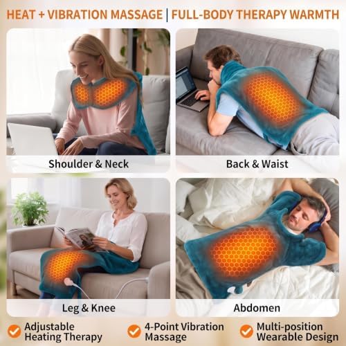 Massaging Heating Pad for Neck and Shoulders and Back, Gifts for Mom Dad