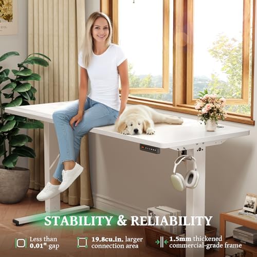 White 47x24 in Electric Standing Desk, 0.8 Inch Thick Tabletop