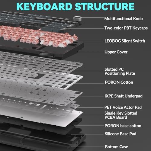 SOLAKAKA KI99 Pro Wireless Mechanical Keyboard with Quiet Switch, Hot Swappable Pre-Lubed Switches with RGB Backlit, Gasket Structure Computer Gaming Keyboard (BlackBlue, Silent Switch)