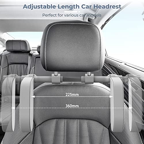 Car Headrest Pillow, Road Pal Headrest, Adjustable Car Seat Head Neck Support, U Shaped Car Sleeping Pillow for Kids & Adults (Grey)