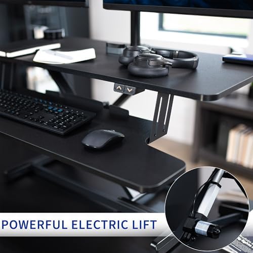 VIVO Black 36 inch Desk Riser with Dual Monitor Mount, DESK-KIT-VE36B2