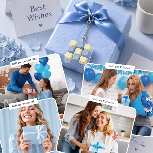 Keyboard Fidget Toy, Creamy Fidget Clicker Keyboard Fidget Keychain, Button Fidget Gifts for Adults, Boost Focus & Ease Anxiety Anywhere — Perfect Stress-Relief Gift (3×3 Grid Layout W)