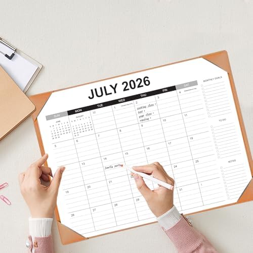 Desk Calendar 2026-2027 with Desk Mat – 22" x 17" Large Desk Pad Calendar Runs from July 2026 to December 2027, Office Supplies Desktop Monthly Calendar for Home & Office