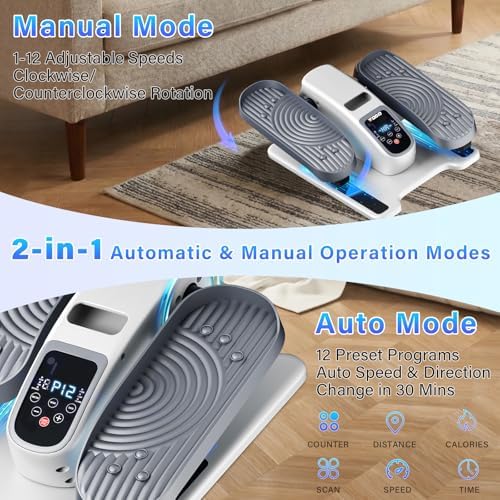 Under Desk Elliptical Machine, Electric Elliptical Leg Exerciser for Seniors with 12 Adjustable Speeds & Remote Control, Pedal Exerciser, Portable Quiet Electric Seated for Home Office