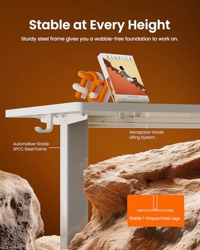 ErGear Height Adjustable Electric Standing Desk, 71 x 30 Inches Sit Stand up Desk, Memory Computer Home Office Desk, White