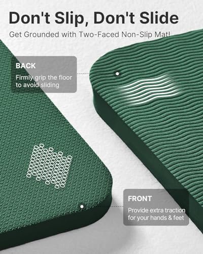 YOTTOY Yoga Mat，Extra Thick Yoga Mat (1/2inch),Professional TPE Exercise Mat,Non-Slip Workout Mat for Yoga, Pilates, Fitness, Barefoot Workouts, Home Gym Studio with Strap