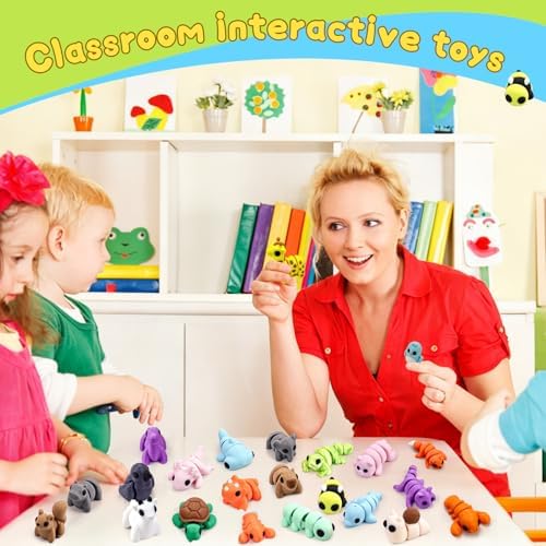 50 pcs 3D Printed Animal Figurines, Mini Articulated Animal Figurines Toys, Party Favors, Pocket Fidget Toys, Goodie Bag Stuffers, Exchange Gifts, Desk Pets, Classroom Rewards for Kids, Birthday Gifts