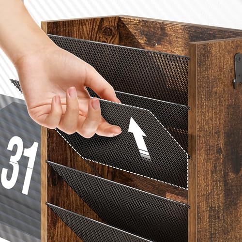 Mail Organizer Wall Mounted, 6-Slot Hanging File Organizer with Key Holder