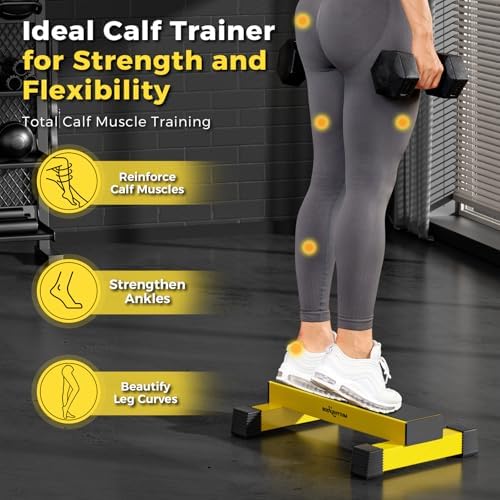 Upgraded Calf Raise Bar for Home Gym Workouts, Standing Calf Raise Machine for Calf Stretching, Squating, Foot Stretching, Anti-Slip Solid Calf Block, Ankle Calf Stretcher.