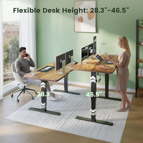 CubiCubi 55 x 24 Electric Height Adjustable Standing Desk, Rustic Brown