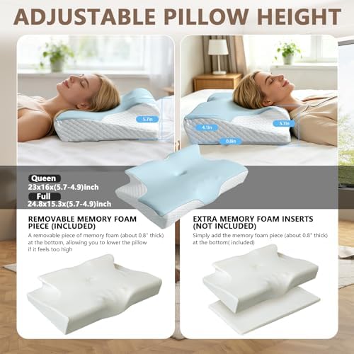 Memory Foam Cervical Neck Pillow, Ergonomic Contour Bed Pillow