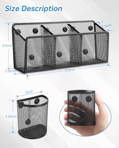 VICNOVA Magnetic Pen Holder, Metal Storage Basket with Strong Magnets